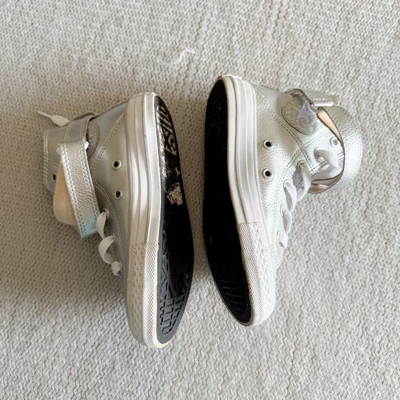 Converse Silver All Star Brea High Top Velcro Strap Sneakers Youth 12 - Picture 4 of 10